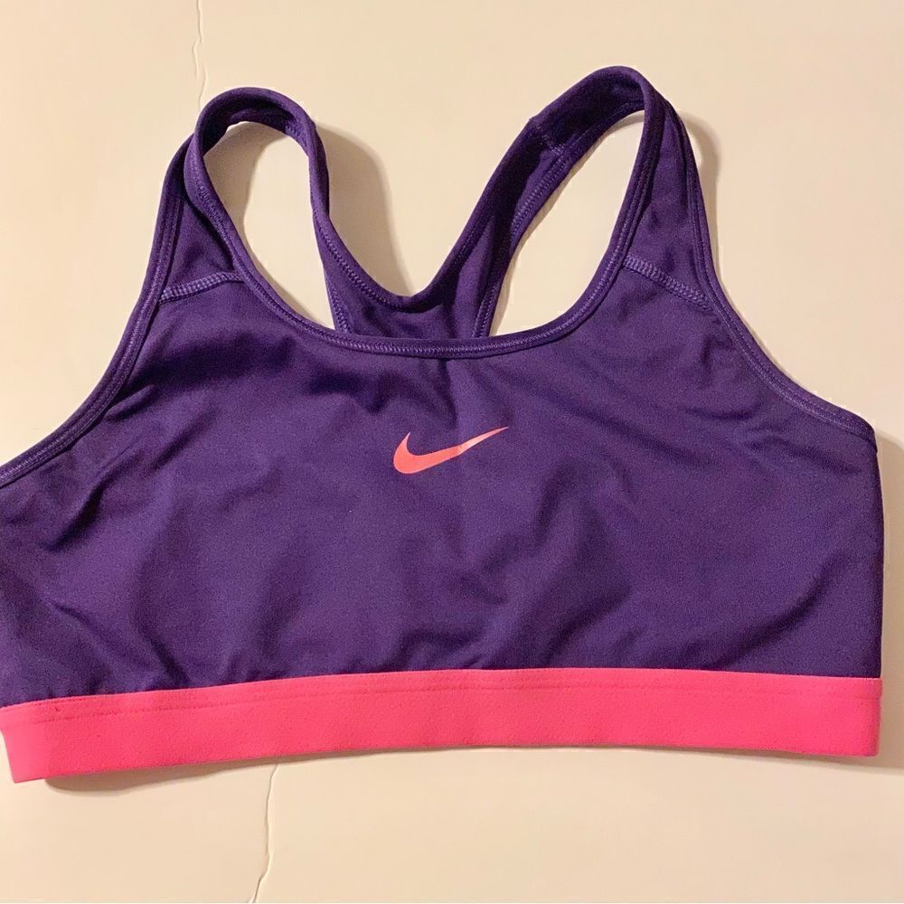Nike Women's dri-fit Classic purple hot pink sports Bra Top -L